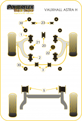 Speed equipment - Powerflex Diagram Opel (Vauxhall) - Astra MK5 - Astra H (2004-2010) (PFF80-801BLK)